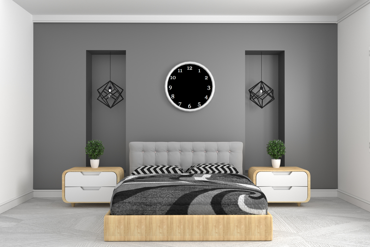 Modern Gray Bedroom Interior